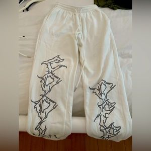 Rhinestone White Sweatpants